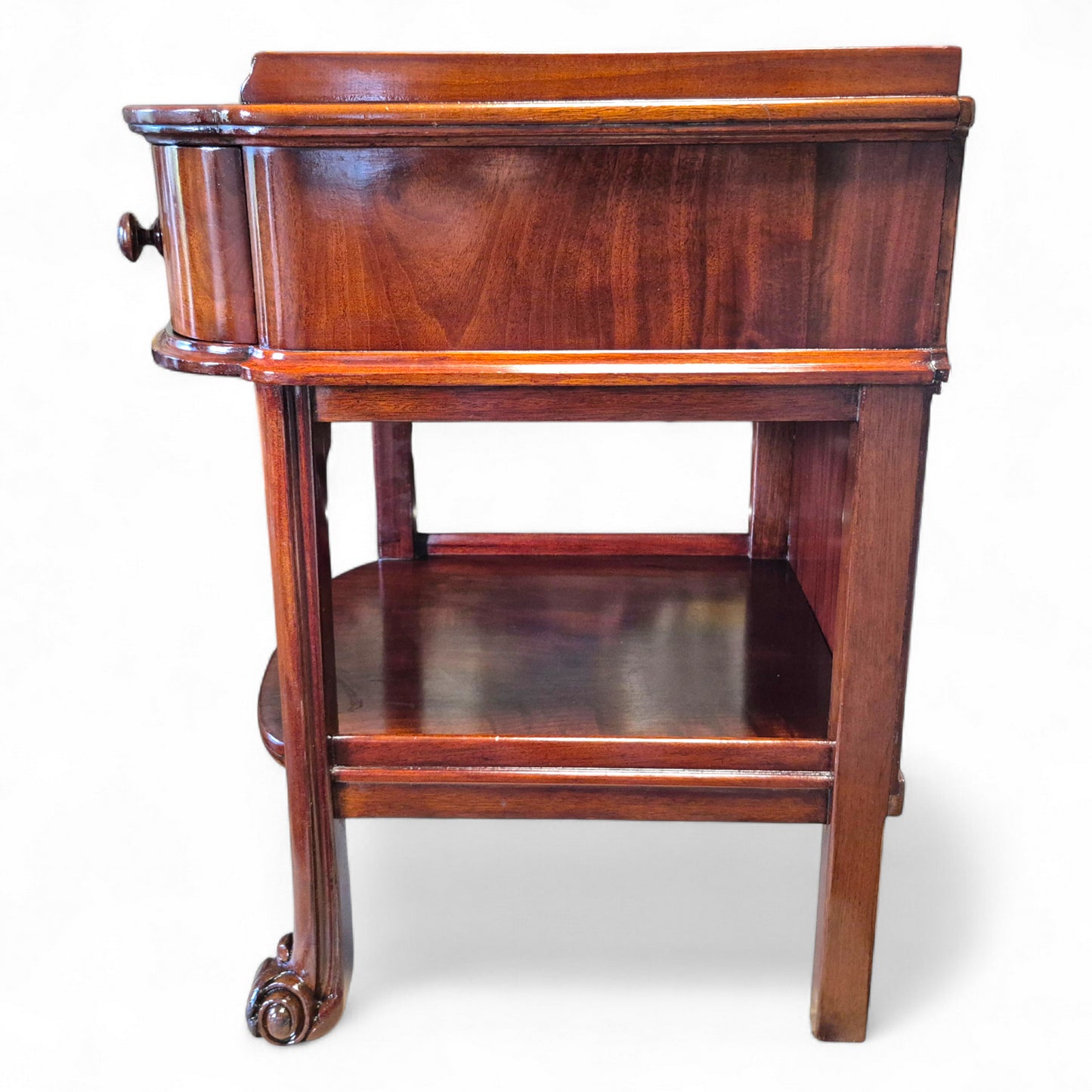 Antique 19th Century Mahogany Nightstand – Single Drawer Bedside Table with Shelf – Victorian Lamp Stand with Paw Feet