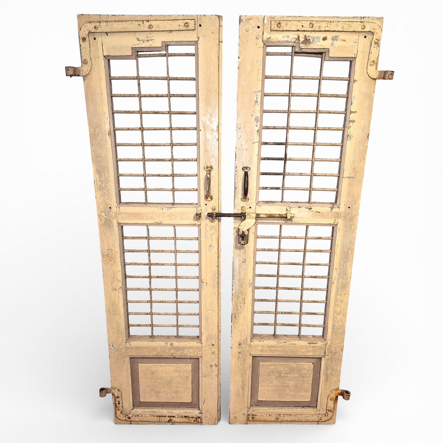 Antique Indian Jali Doors – Pair of Carved Teak Panels – 175cm x 50cm Each