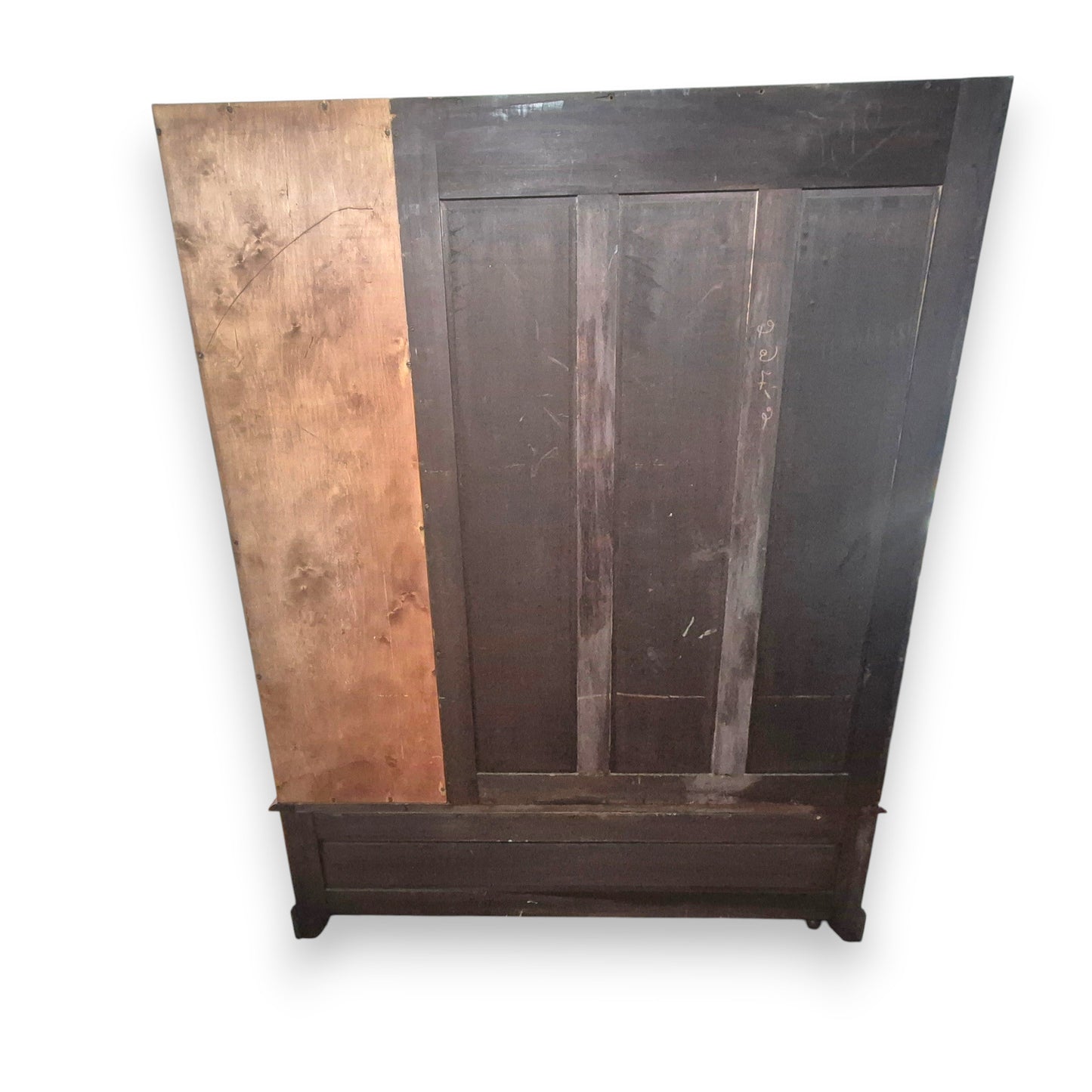 Antique Edwardian Triple Wardrobe with Bevelled Mirror | c1910