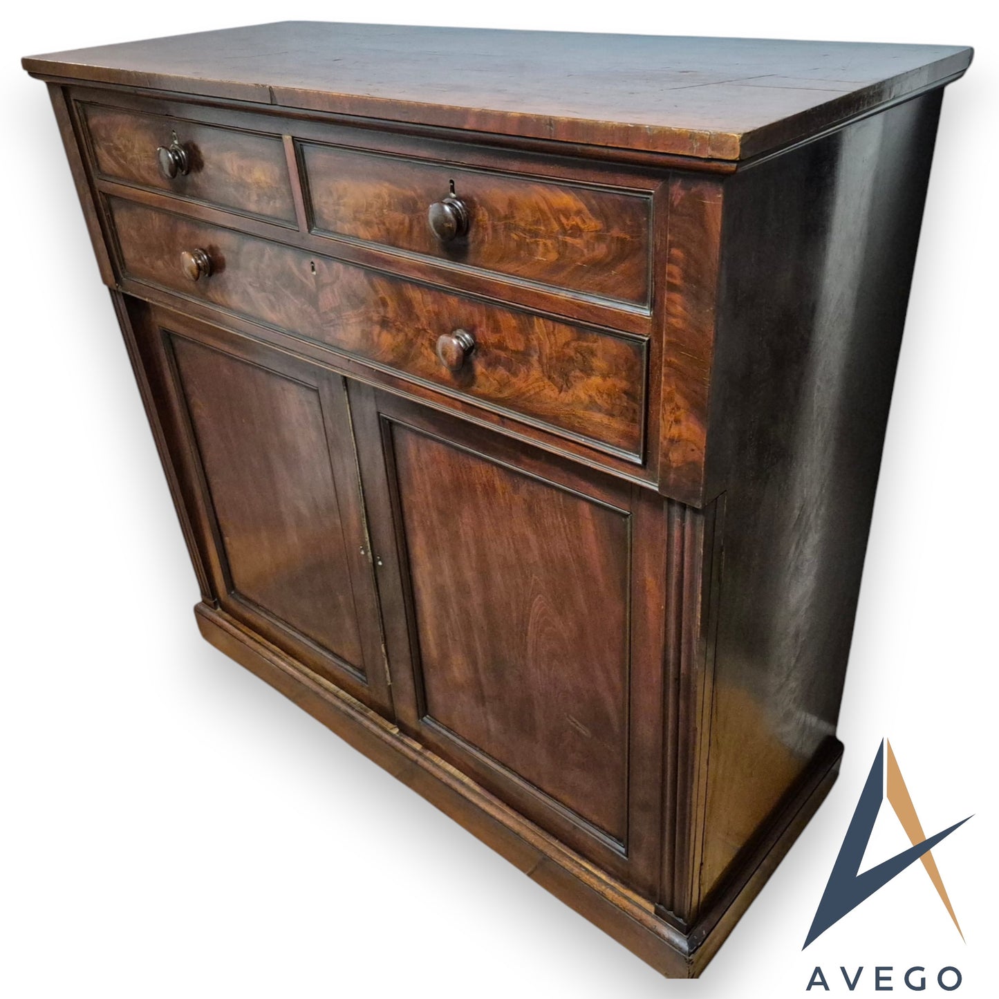 Antique Flame Mahogany George VI Linen Cupboard