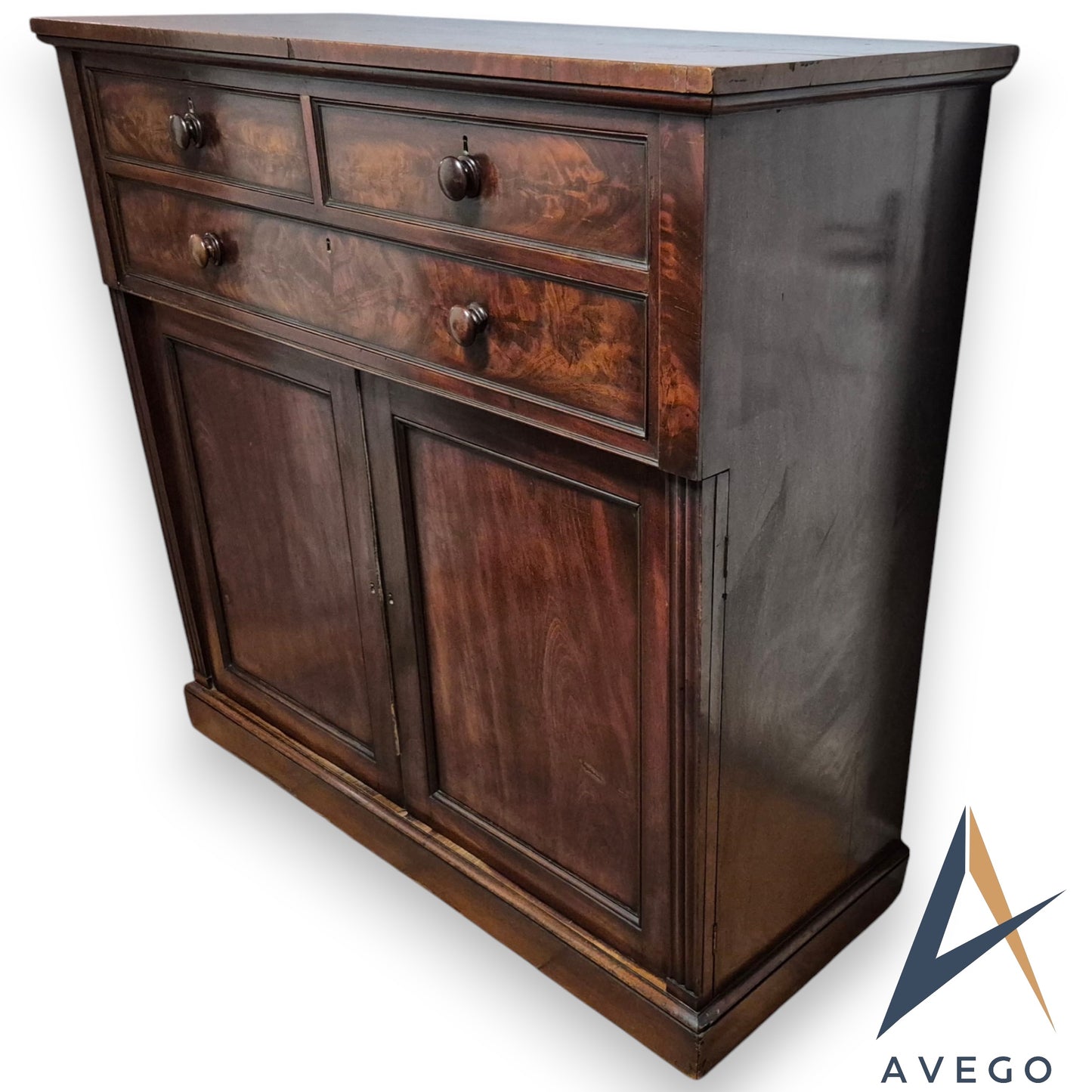 Antique Flame Mahogany George VI Linen Cupboard