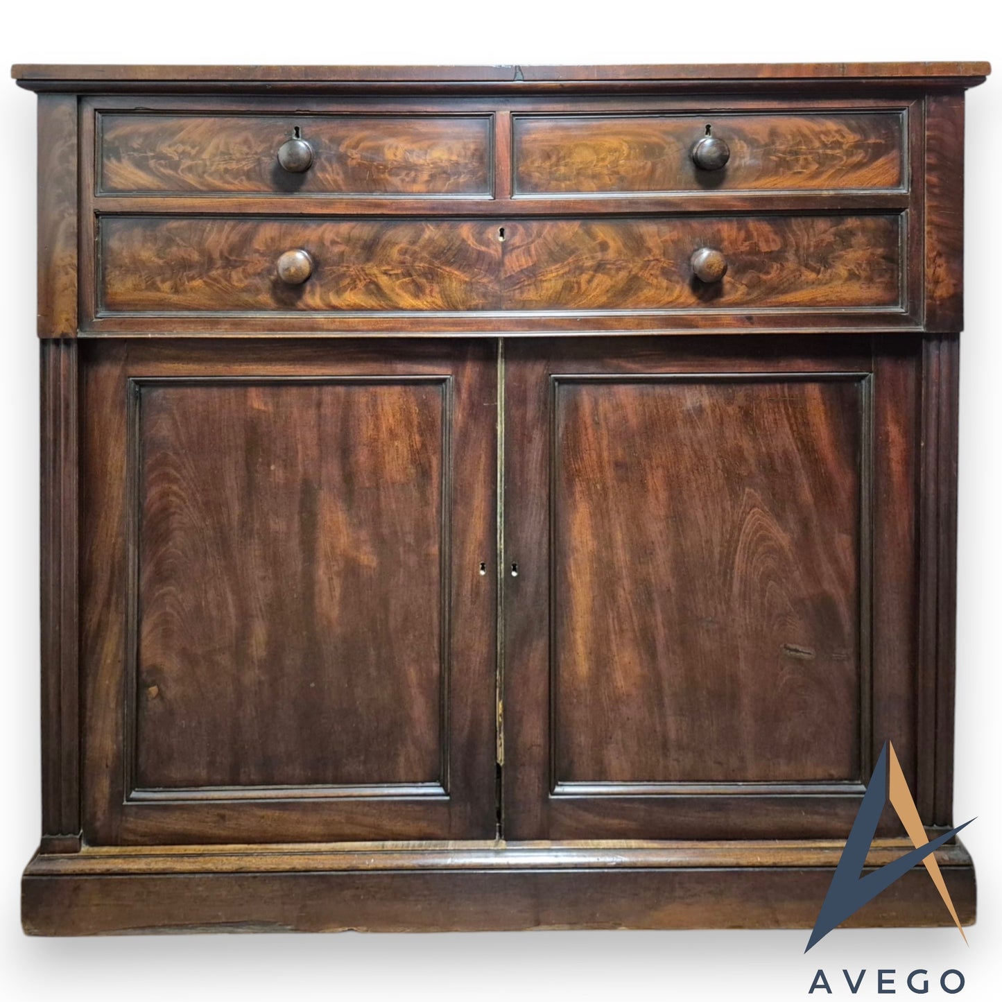 Antique Flame Mahogany George VI Linen Cupboard