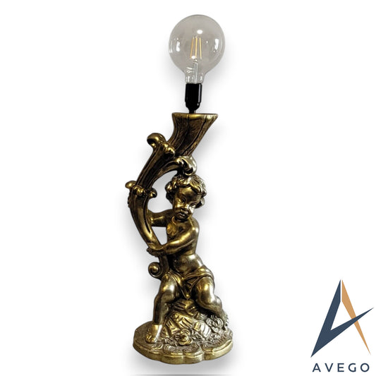 Classic Art Deco Cherub Plaster Table Lamp with Smart WiFi Bulb