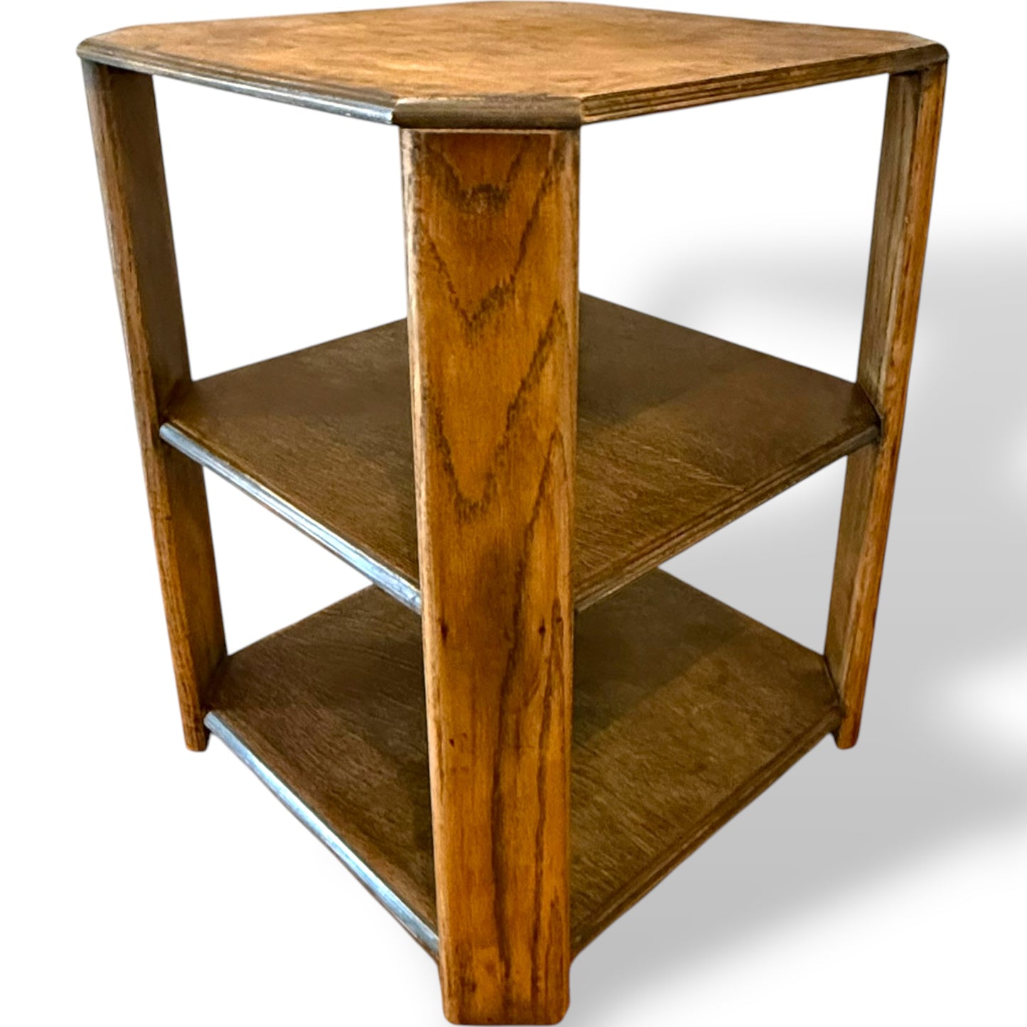 Heals Style Art Deco Oak Library Table with Open Shelves