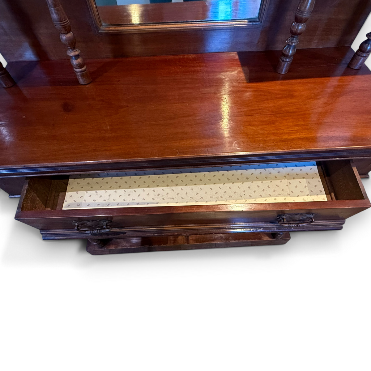 Victorian Mahogany Chiffonier Sideboard with Carved Mirrored Back