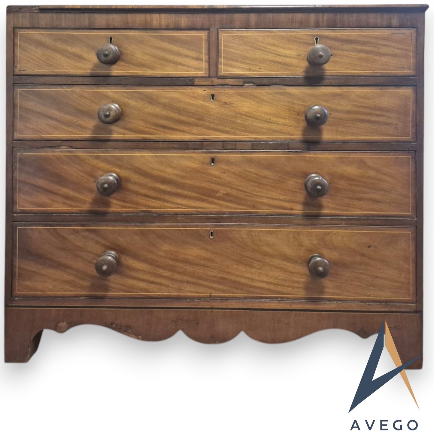 Antique Victorian Mahogany Chest of Drawers 2 over 3 5 Drawer Chest