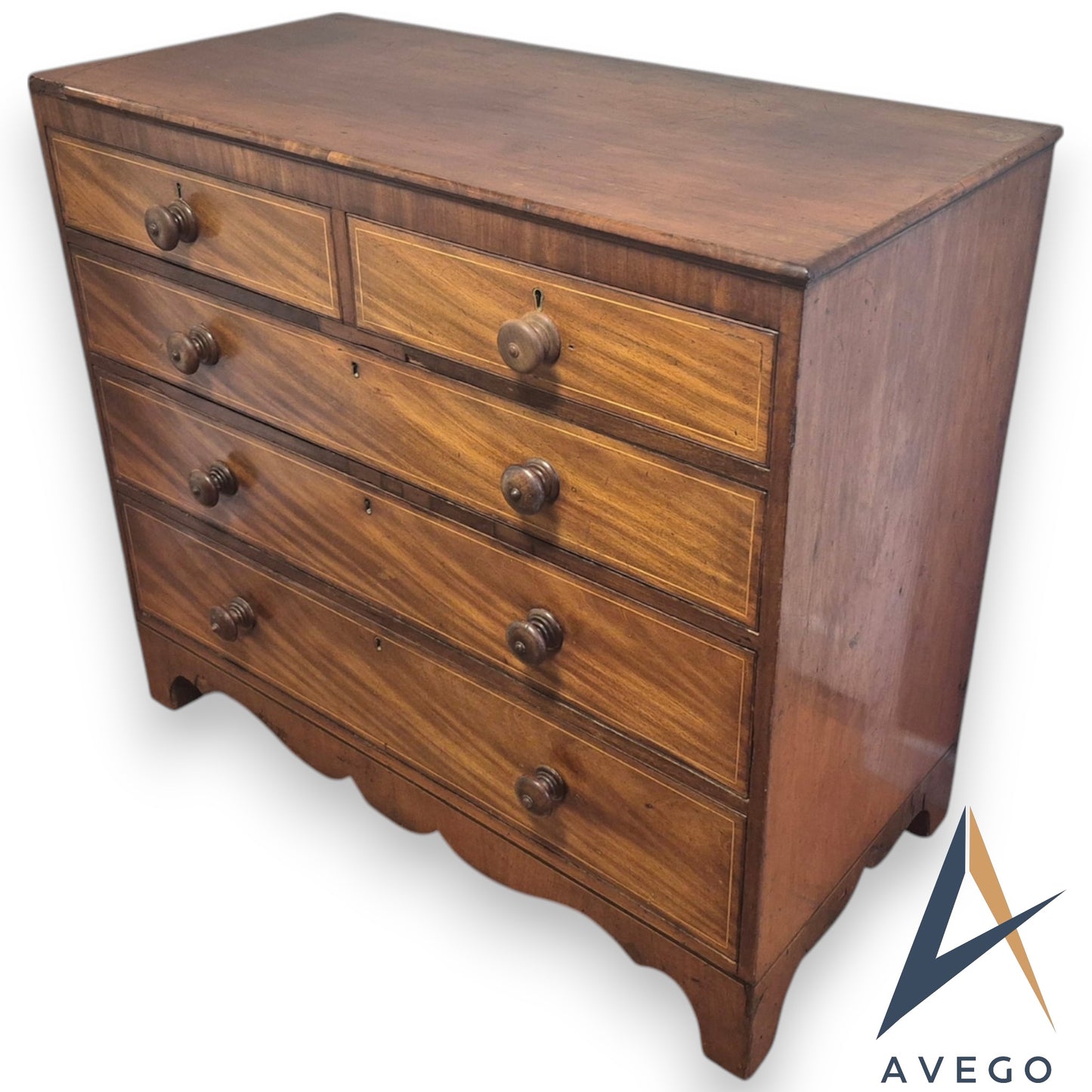 Antique Victorian Mahogany Chest of Drawers 2 over 3 5 Drawer Chest