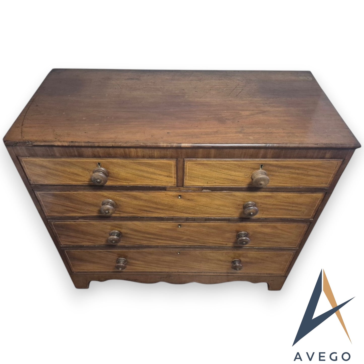 Antique Victorian Mahogany Chest of Drawers 2 over 3 5 Drawer Chest