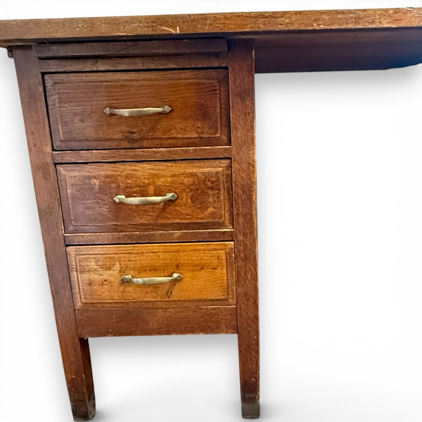 Antique Oak Twin Pedestal Writing Desk
