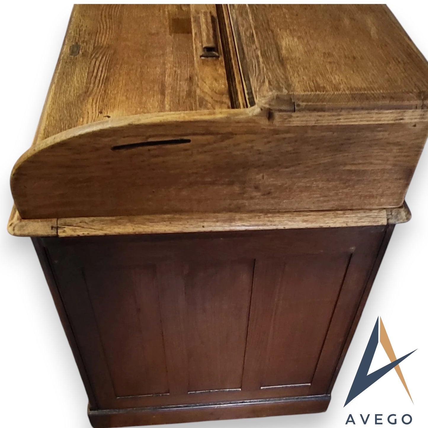 Antique Edwardian Lebus Roll Top Pedestal Desk
