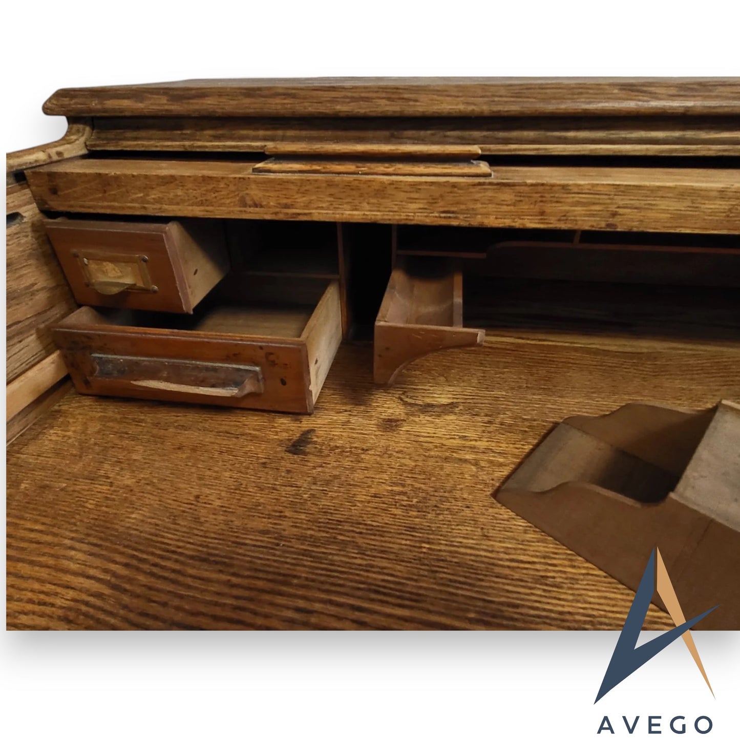 Antique Edwardian Lebus Roll Top Pedestal Desk