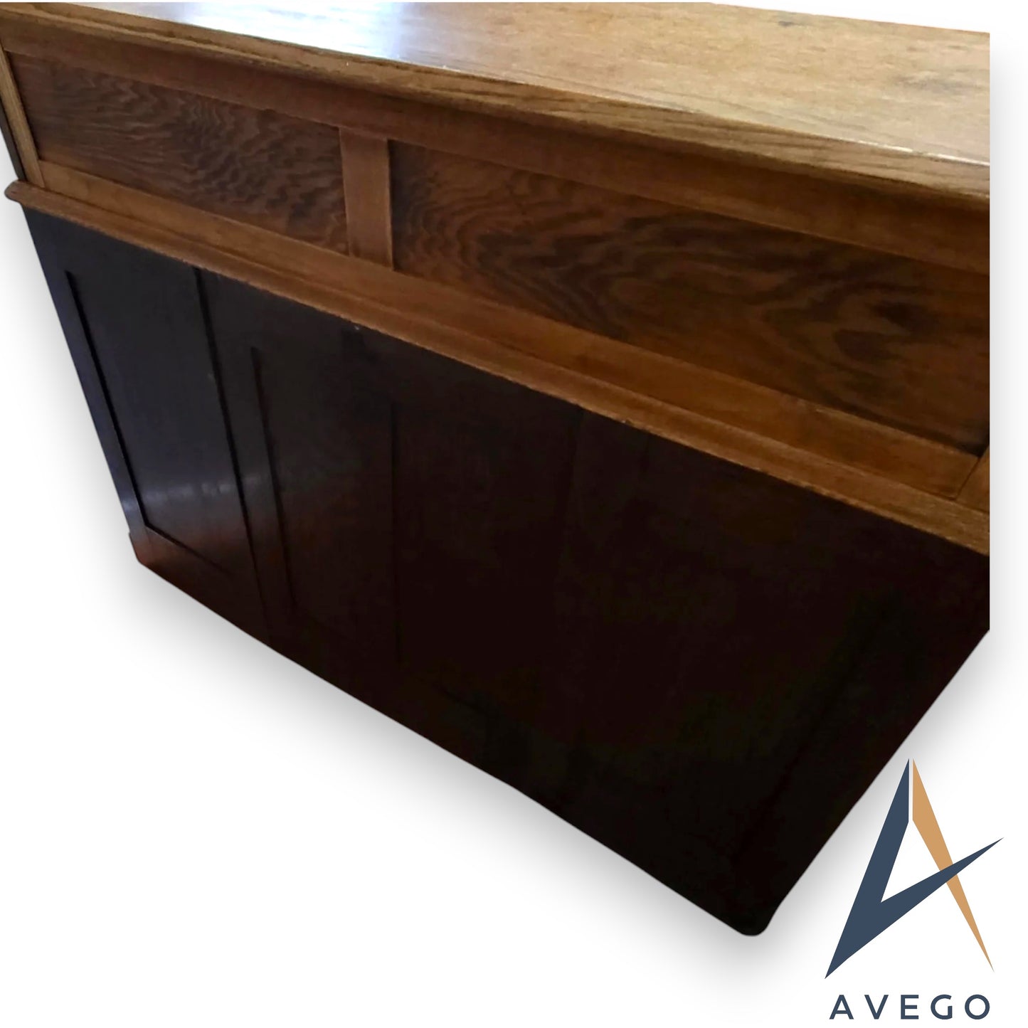 Antique Edwardian Lebus Roll Top Pedestal Desk