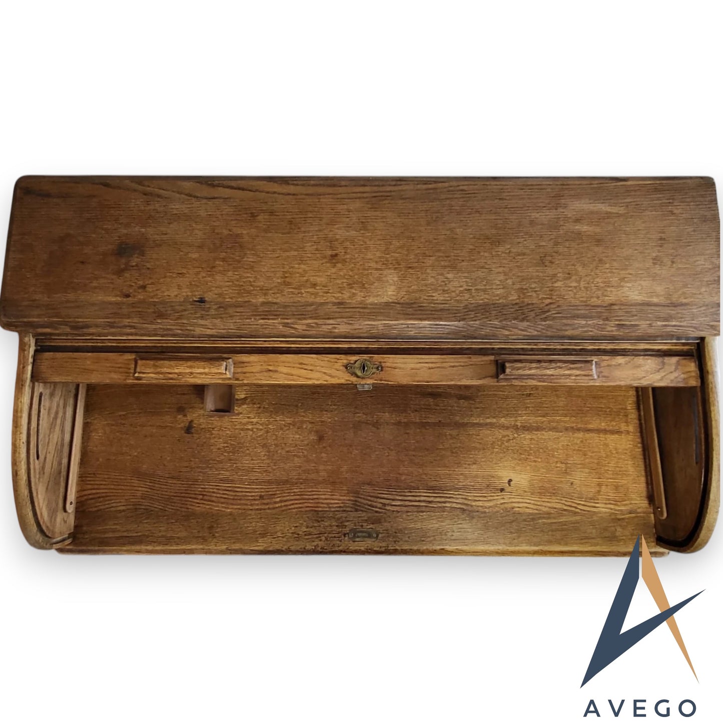 Antique Edwardian Lebus Roll Top Pedestal Desk