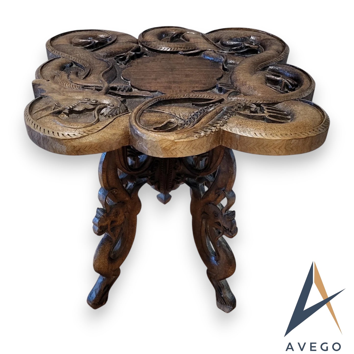 Antique Late 19th Century Carved Burmese Dragon Table