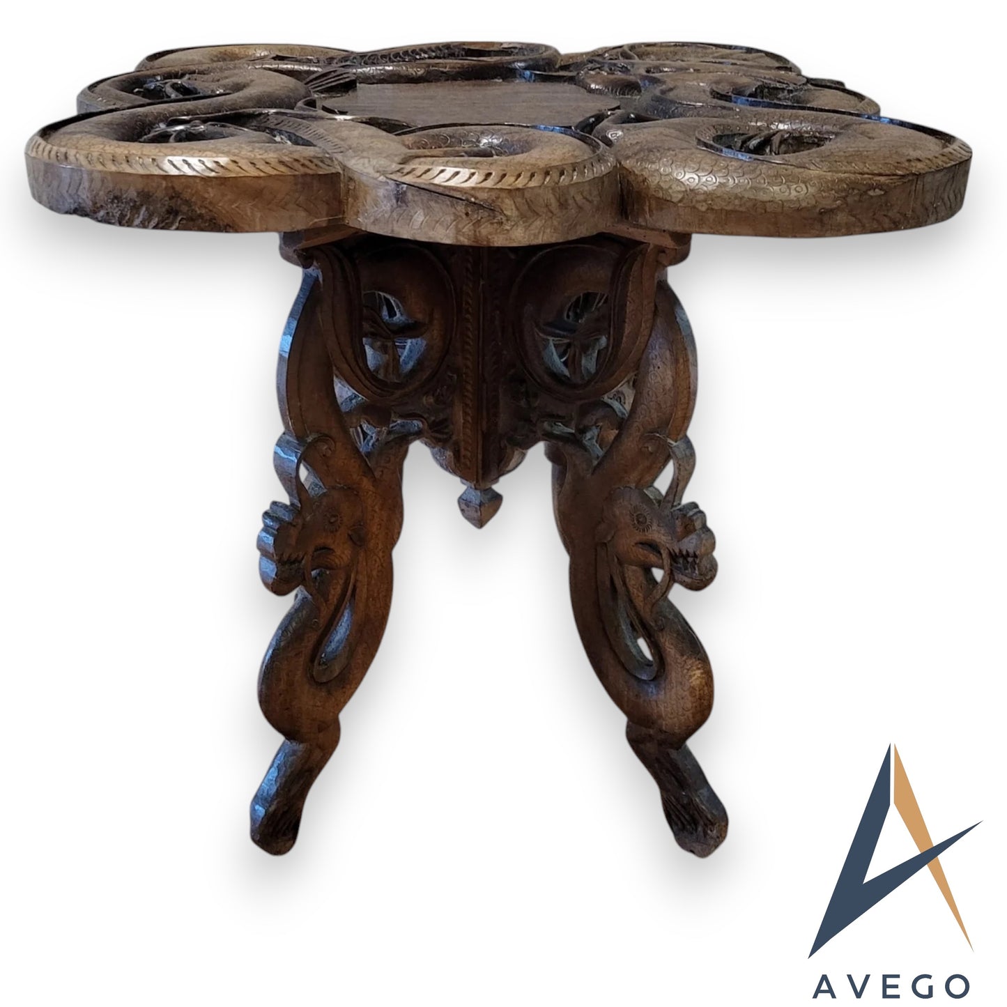 Antique Late 19th Century Carved Burmese Dragon Table