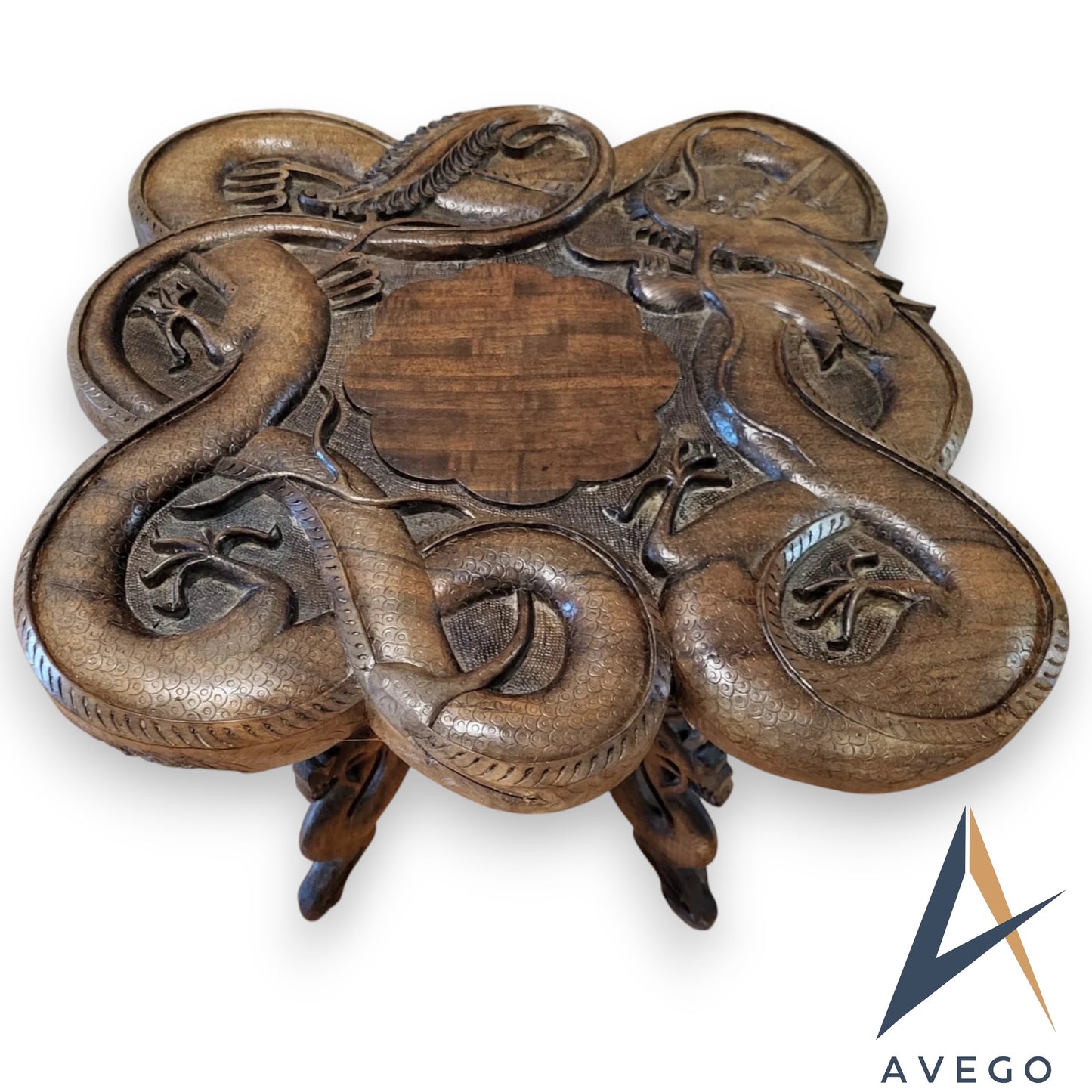 Antique Late 19th Century Carved Burmese Dragon Table