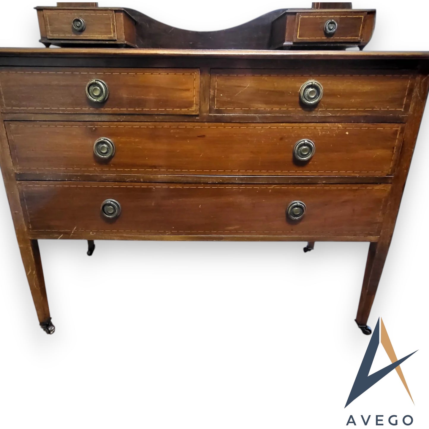 Antique Edwardian Inlaid Mahogany Dressing Table Vanity