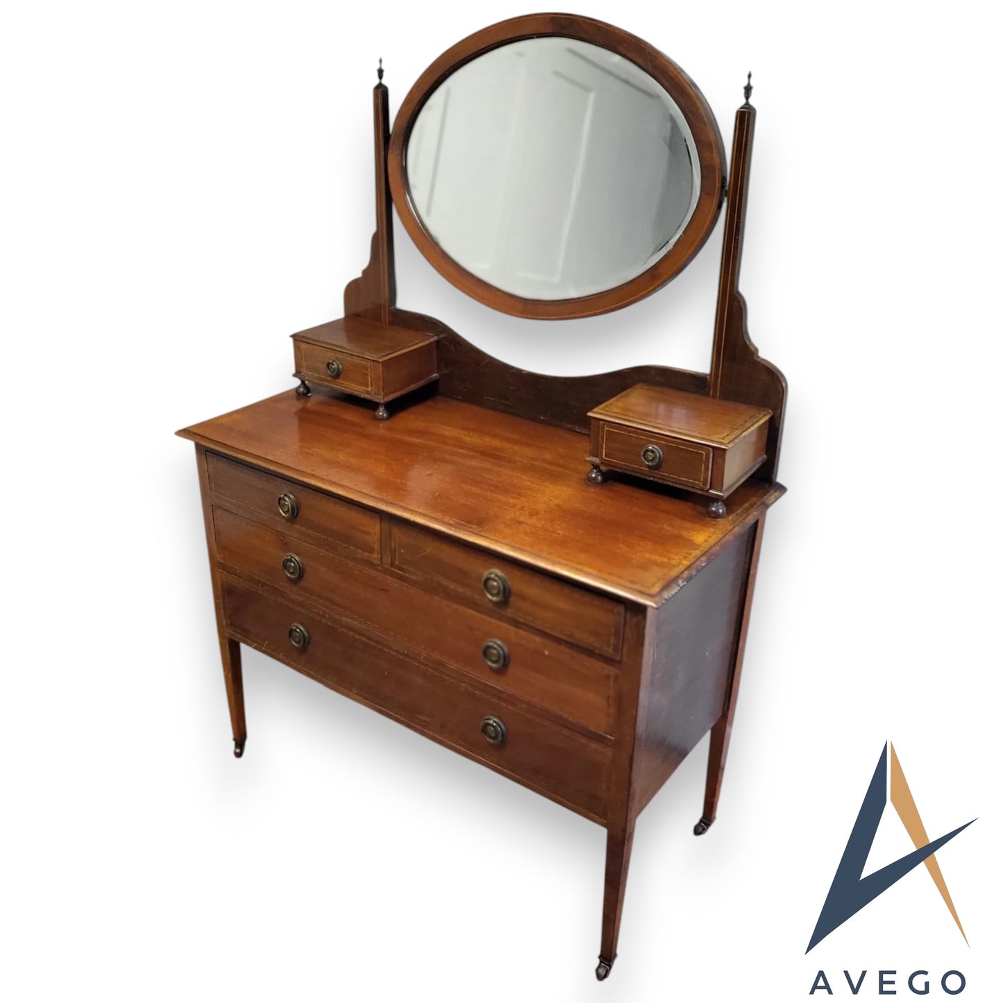 Antique Edwardian Inlaid Mahogany Dressing Table Vanity
