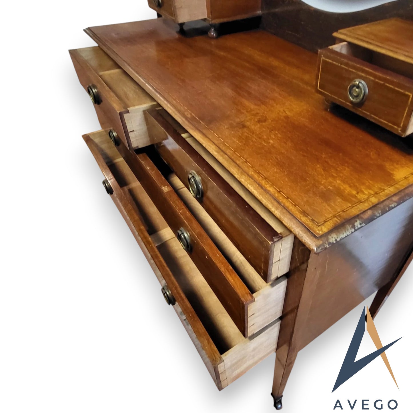 Antique Edwardian Inlaid Mahogany Dressing Table Vanity