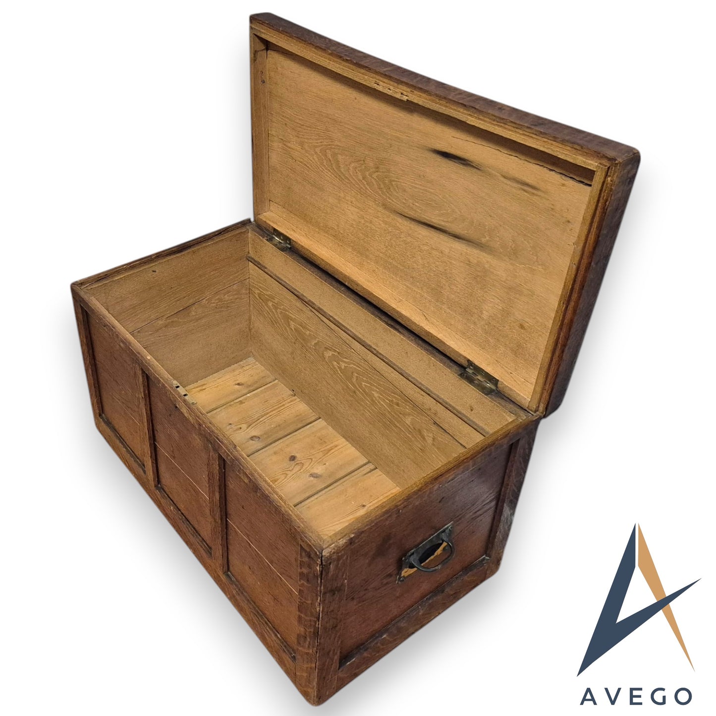 Antique Oak Wooden Chest Blanket Box Trunk