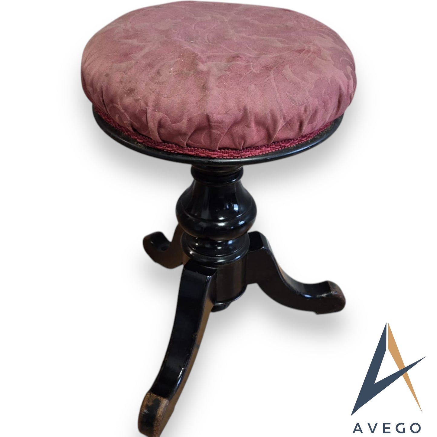 Antique Victorian Ebonised Mahogany Revolving Piano Stool
