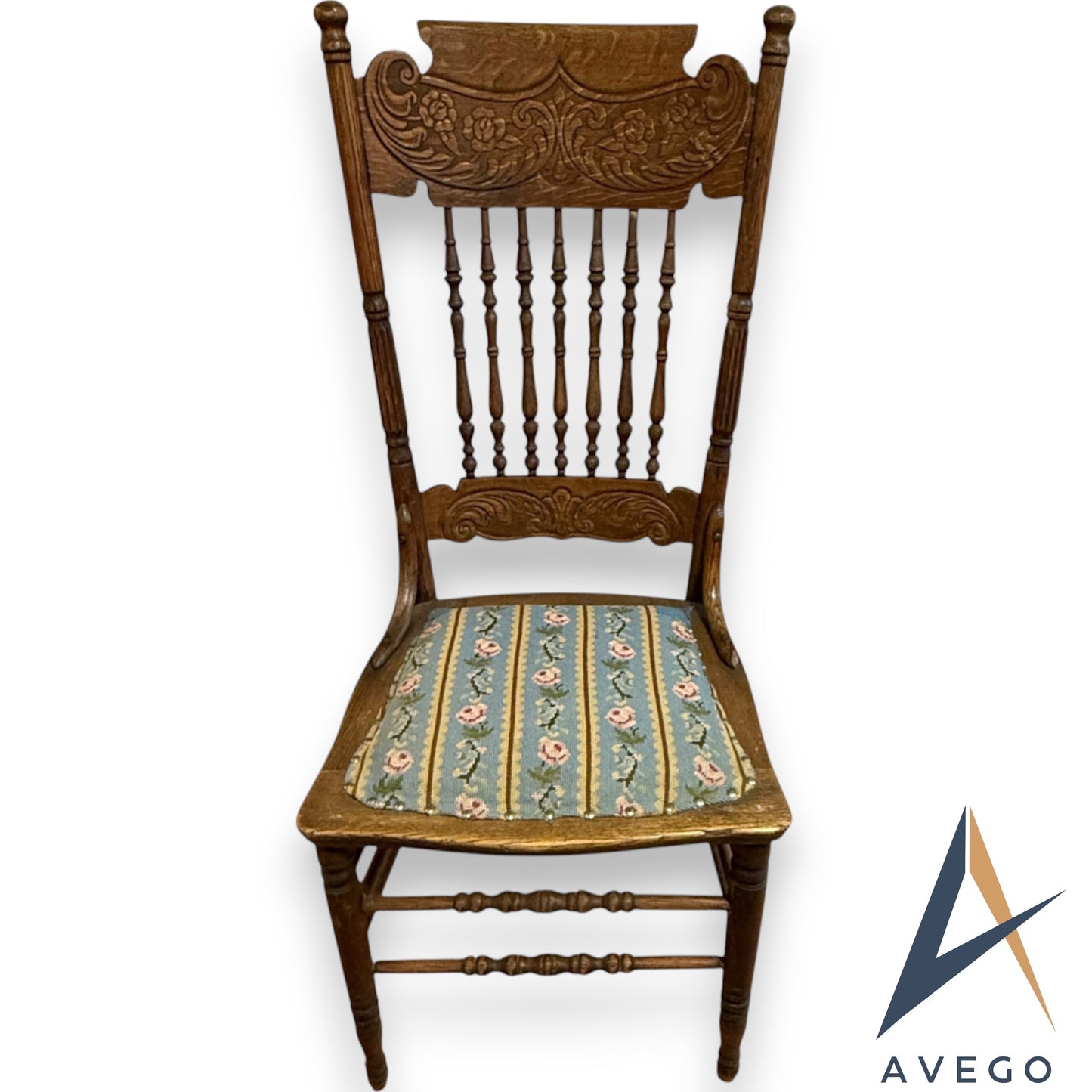 Antique Oak "Larkin" Pressback Dining Chair