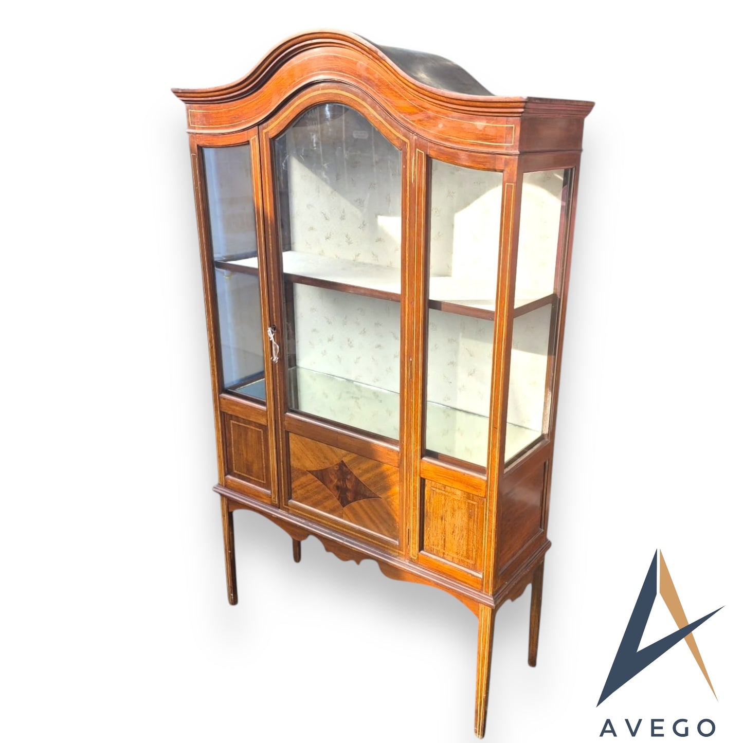 Antique Edwardian Inlaid Glass Display Cupboard