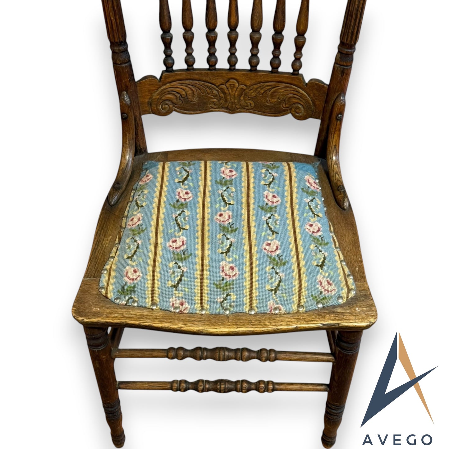 Antique Oak "Larkin" Pressback Dining Chair