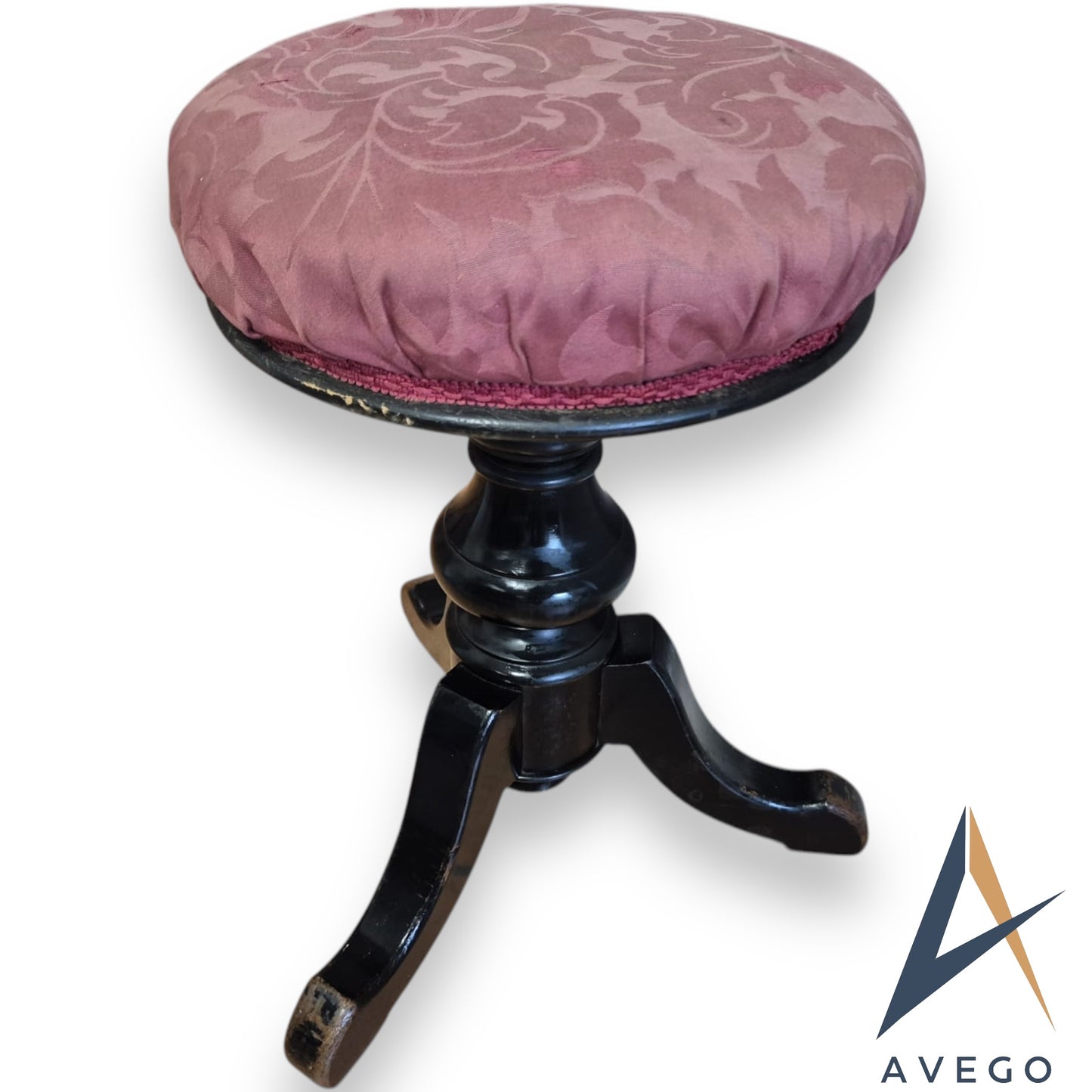 Antique Victorian Ebonised Mahogany Revolving Piano Stool