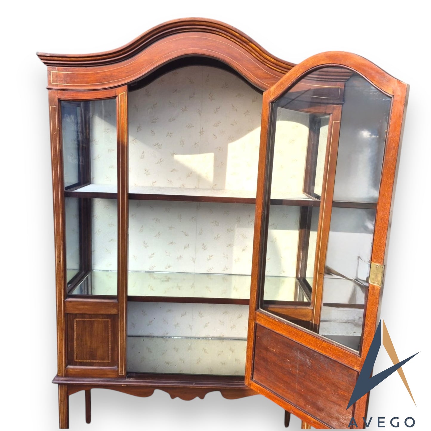 Antique Edwardian Inlaid Glass Display Cupboard