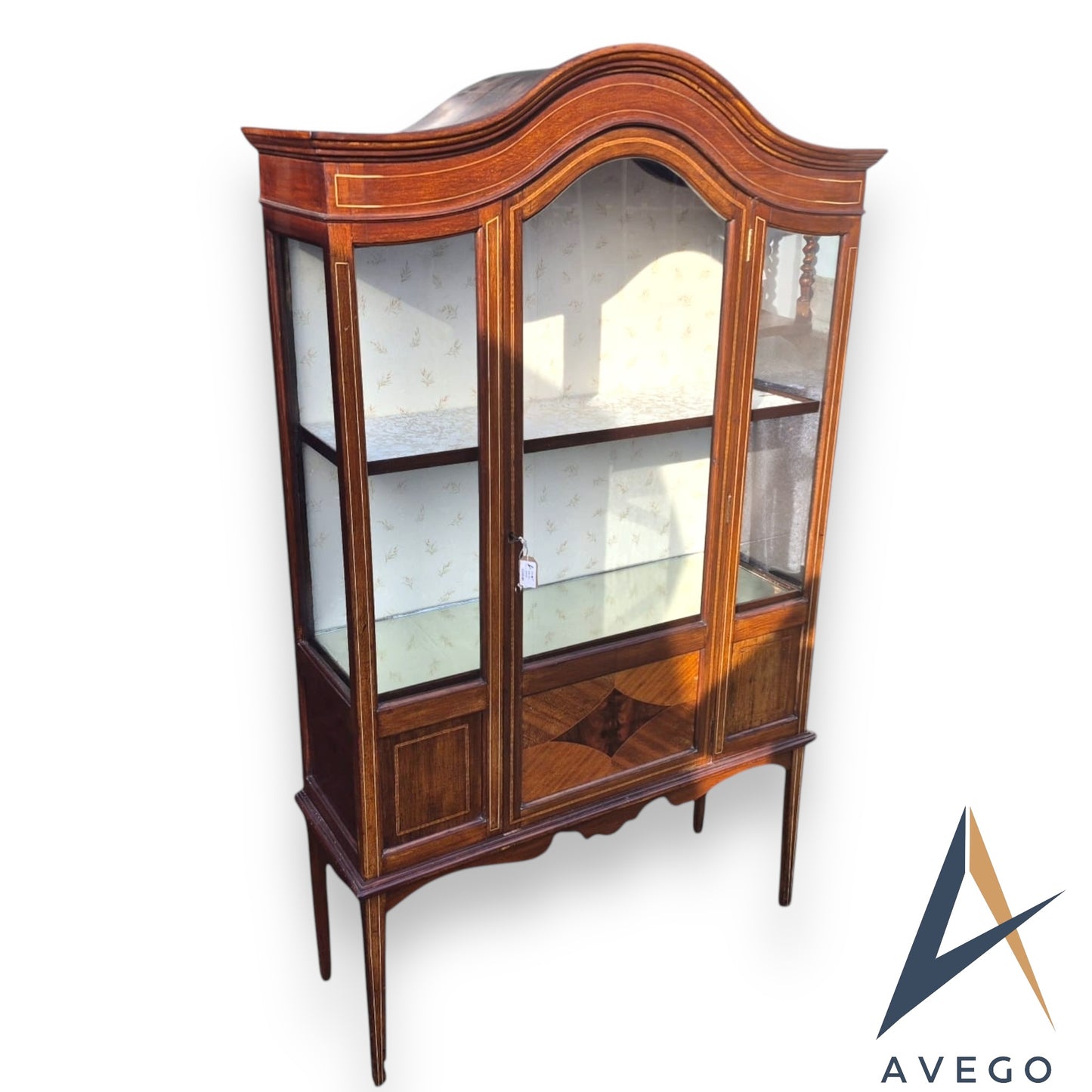 Antique Edwardian Inlaid Glass Display Cupboard