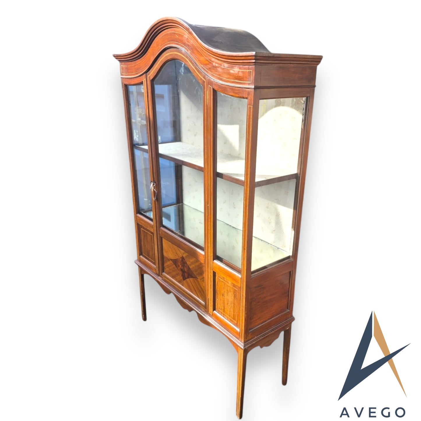 Antique Edwardian Inlaid Glass Display Cupboard