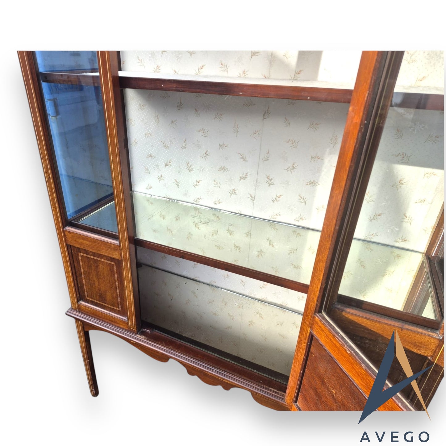 Antique Edwardian Inlaid Glass Display Cupboard