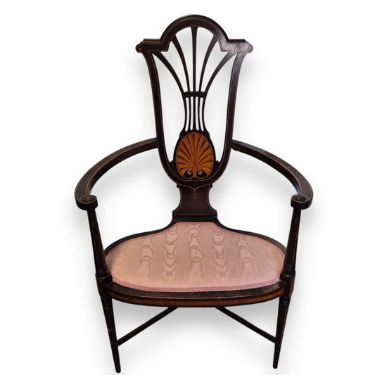 Antique Art Nouveau Mahogany Armchair Side Chair Occasional Chair