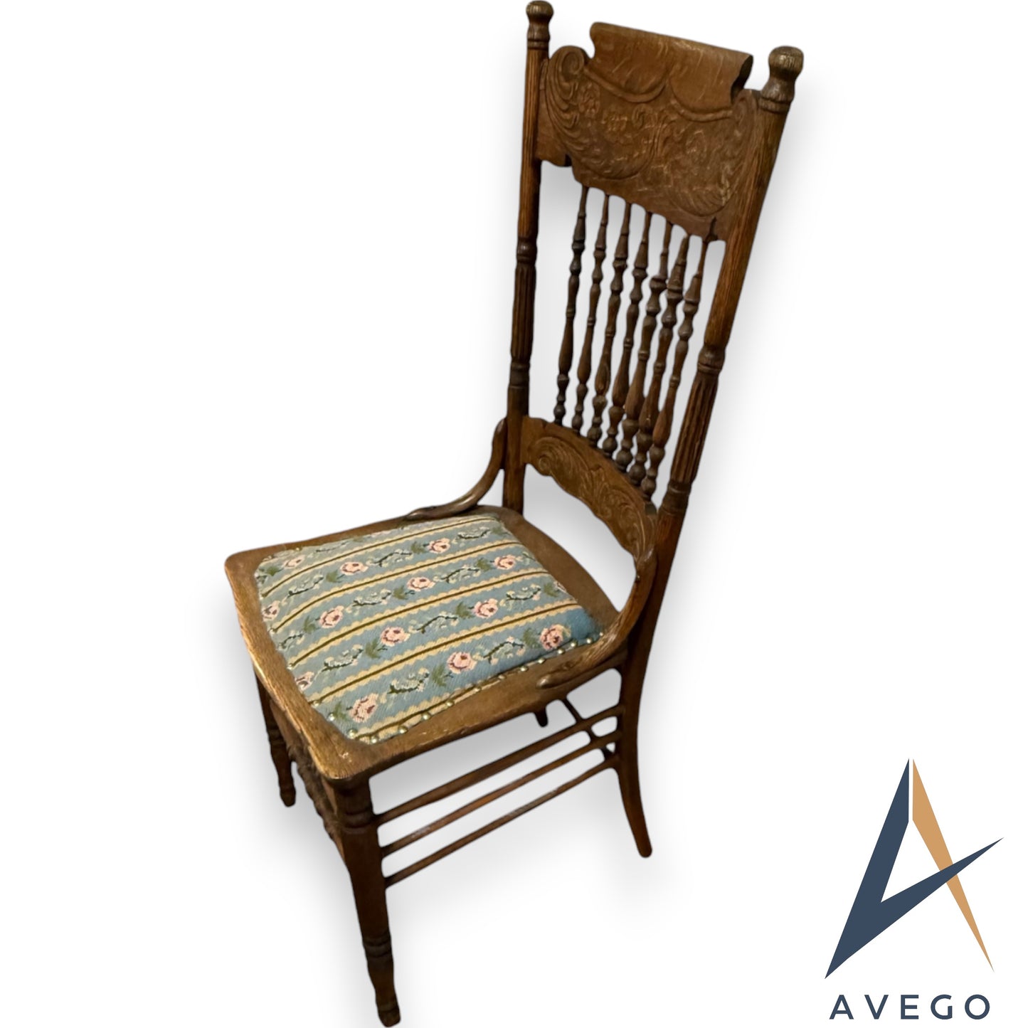 Antique Oak "Larkin" Pressback Dining Chair