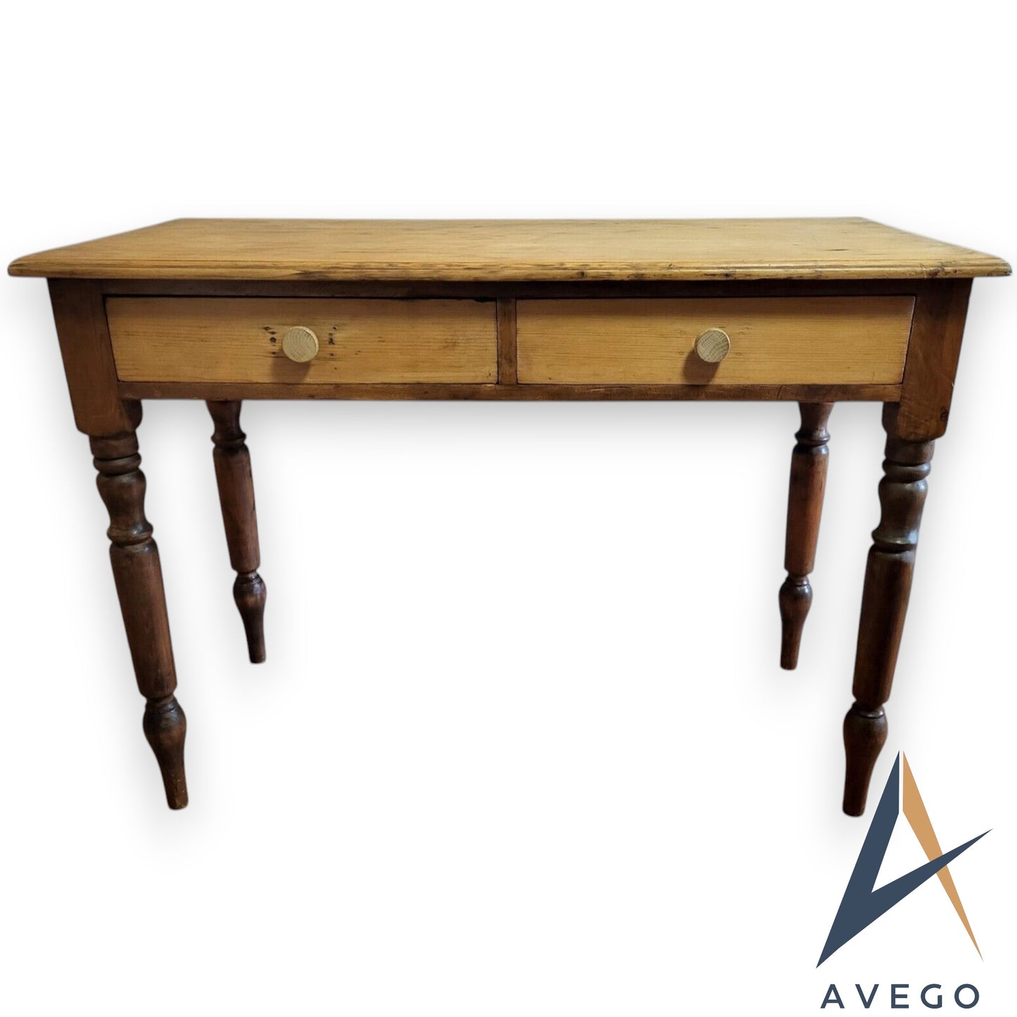 Victorian Natural Stripped Pine Kitchen Table with Drawers