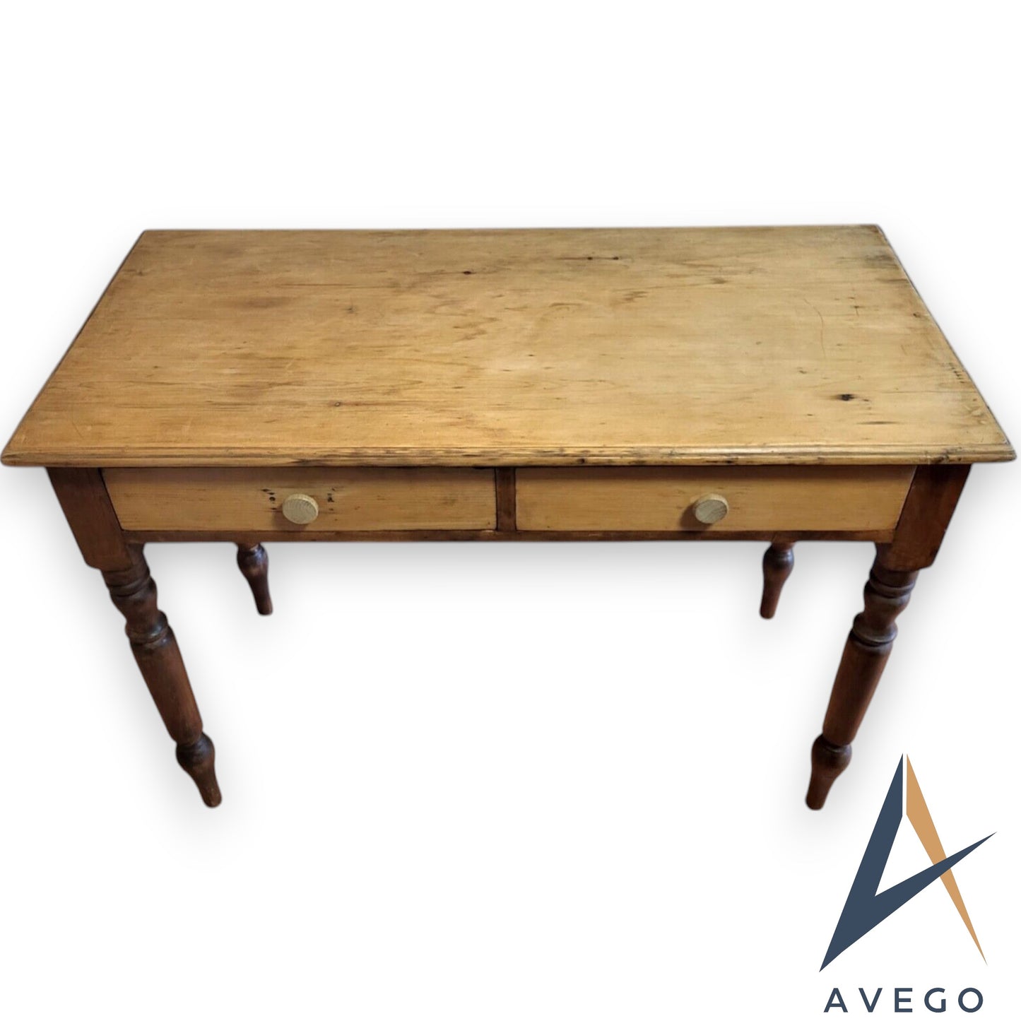 Victorian Natural Stripped Pine Kitchen Table with Drawers