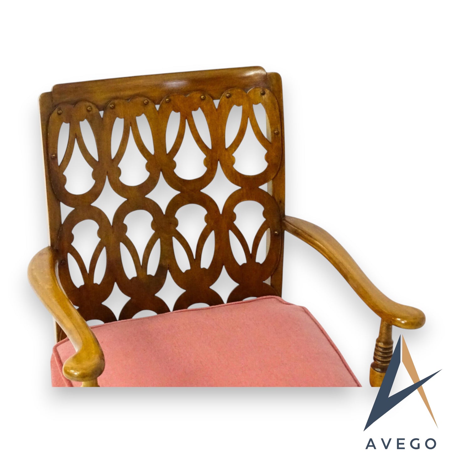 Birchcraft Fretwork Bouclé Elbow Chair – Vintage Mid-Century Armchair Fireside