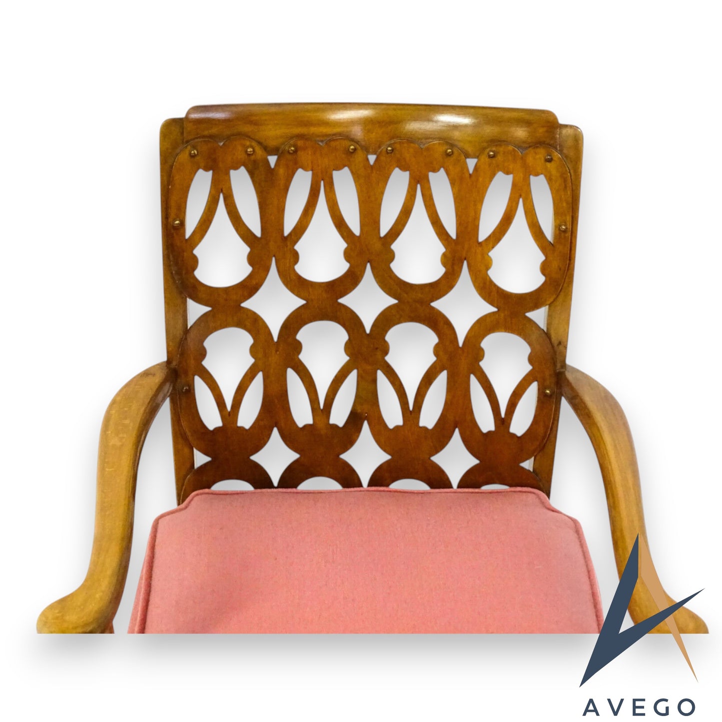 Birchcraft Fretwork Bouclé Elbow Chair – Vintage Mid-Century Armchair Fireside