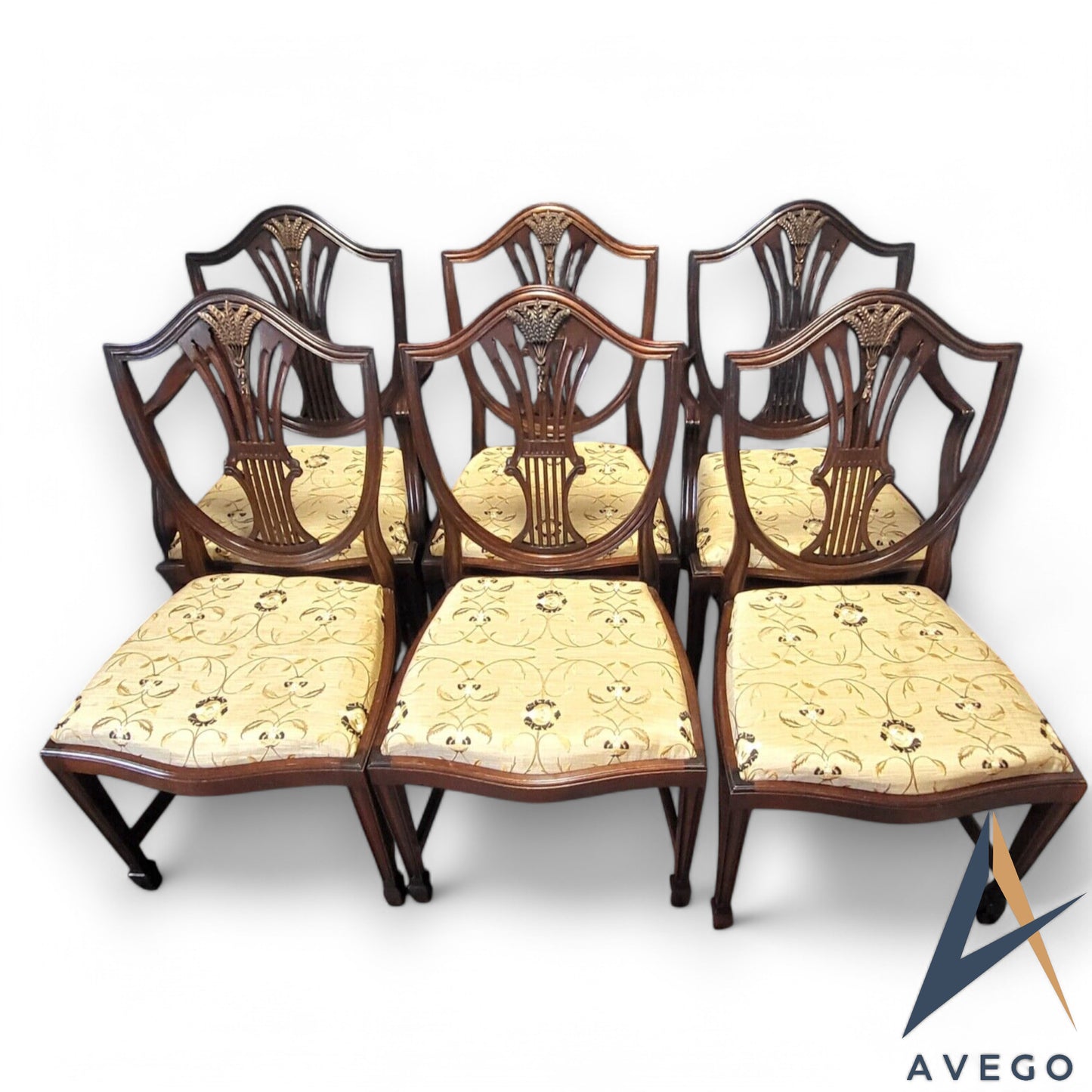 Hepplewhite Style Wheatsheaf Shield Back Dining Chairs Set of 6 (2+4)