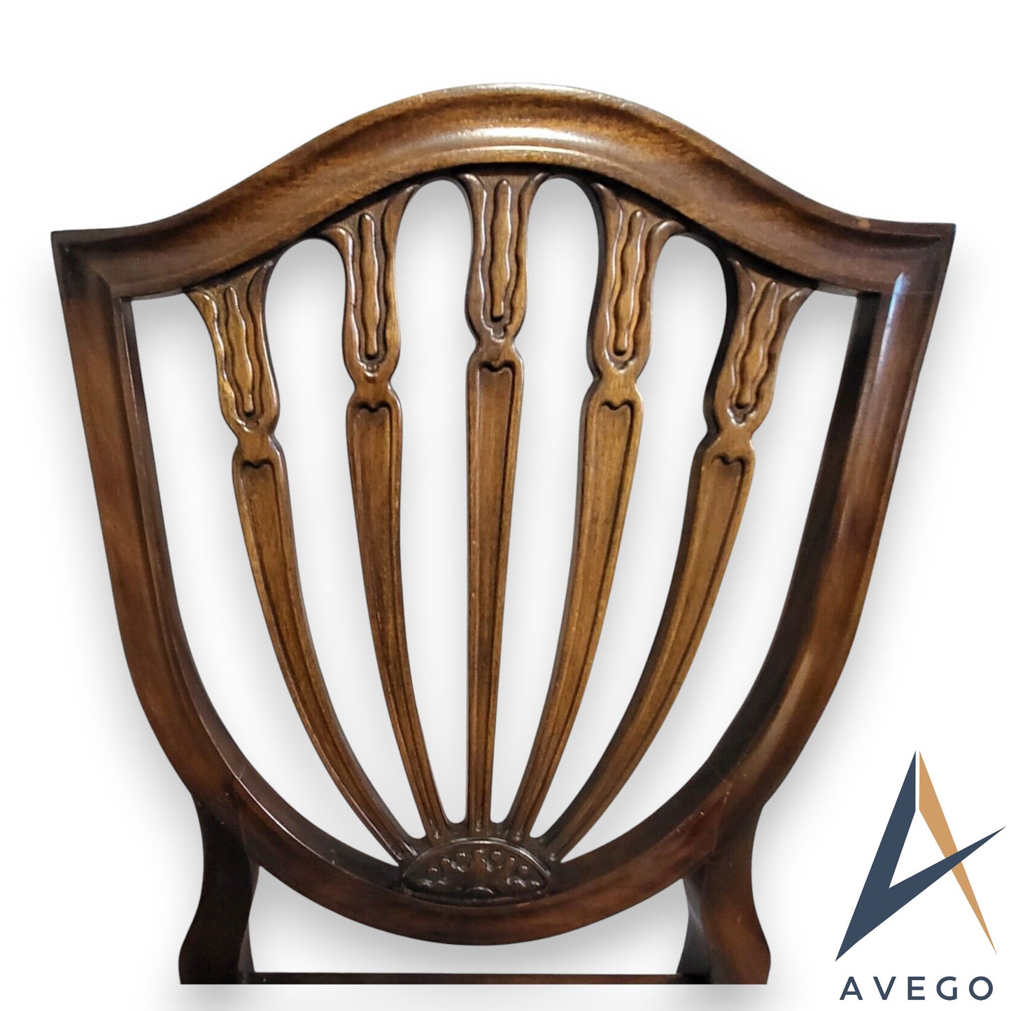 Set of 6 Shield Back Hepplewhite Style Mahogany Dining Chairs (4+2)