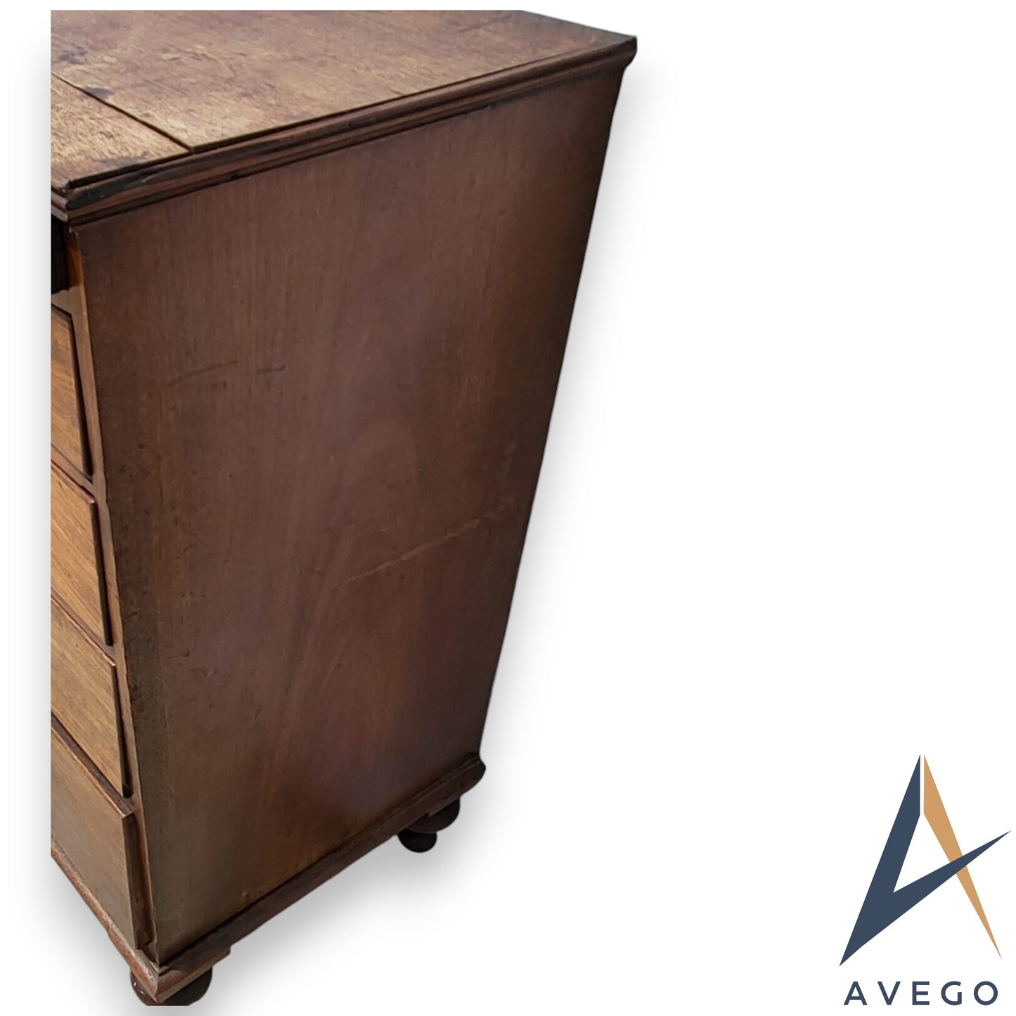 Large Antique Regency Mahogany Five Drawer Dressing Chest Of Drawers