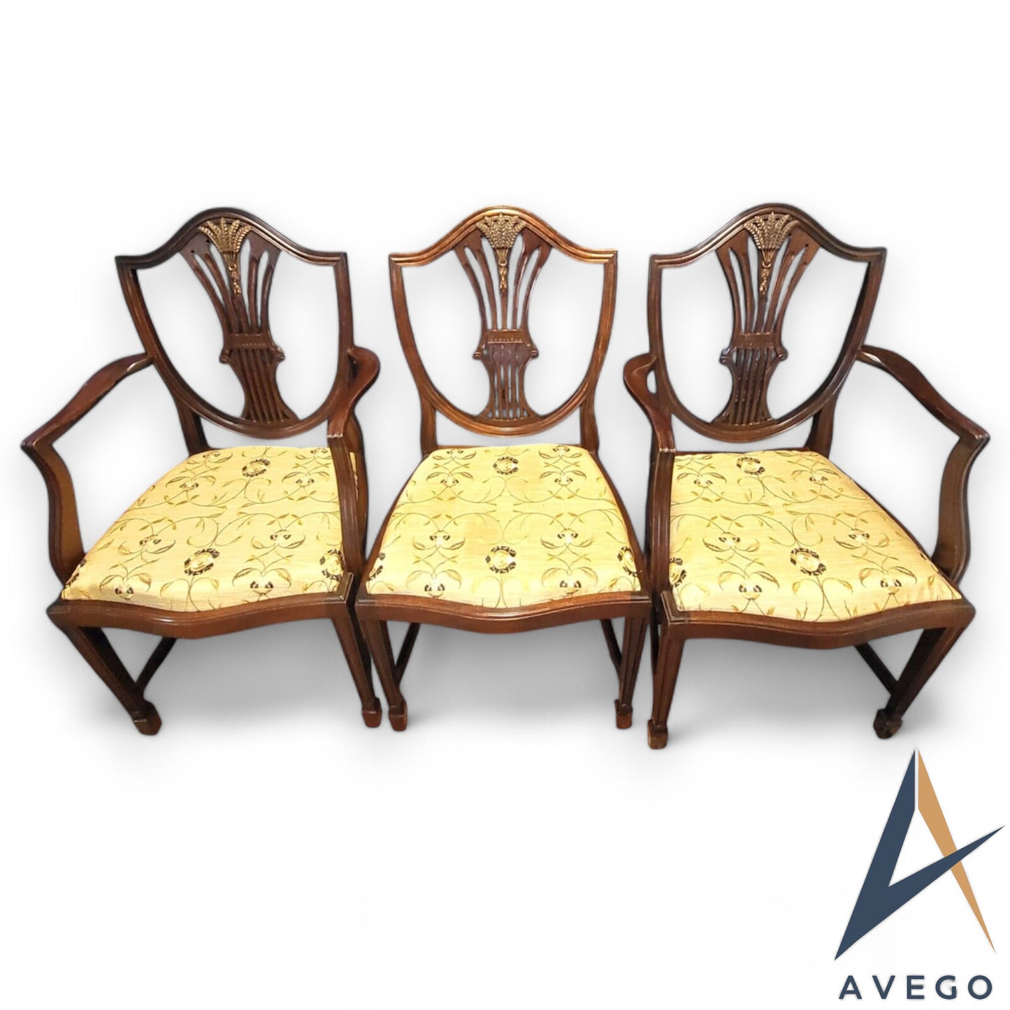 Hepplewhite Style Wheatsheaf Shield Back Dining Chairs Set of 6 (2+4)