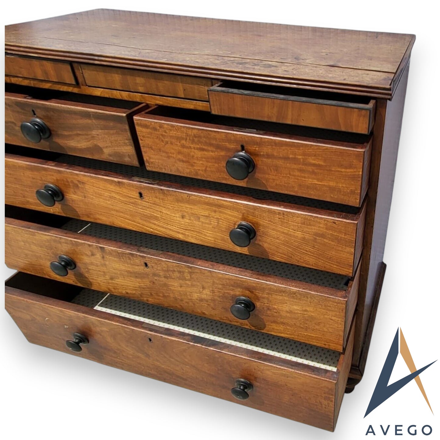 Large Antique Regency Mahogany Five Drawer Dressing Chest Of Drawers