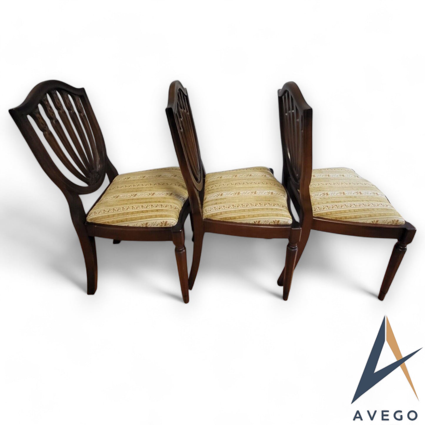 Set of 6 Shield Back Hepplewhite Style Mahogany Dining Chairs (4+2)