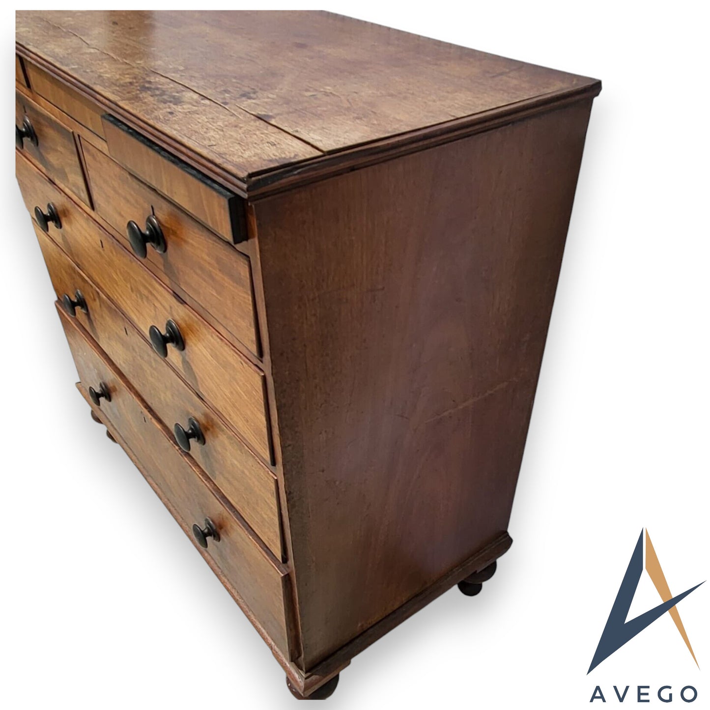 Large Antique Regency Mahogany Five Drawer Dressing Chest Of Drawers