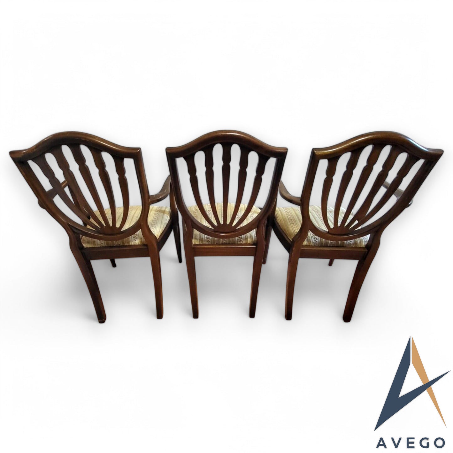 Set of 6 Shield Back Hepplewhite Style Mahogany Dining Chairs (4+2)