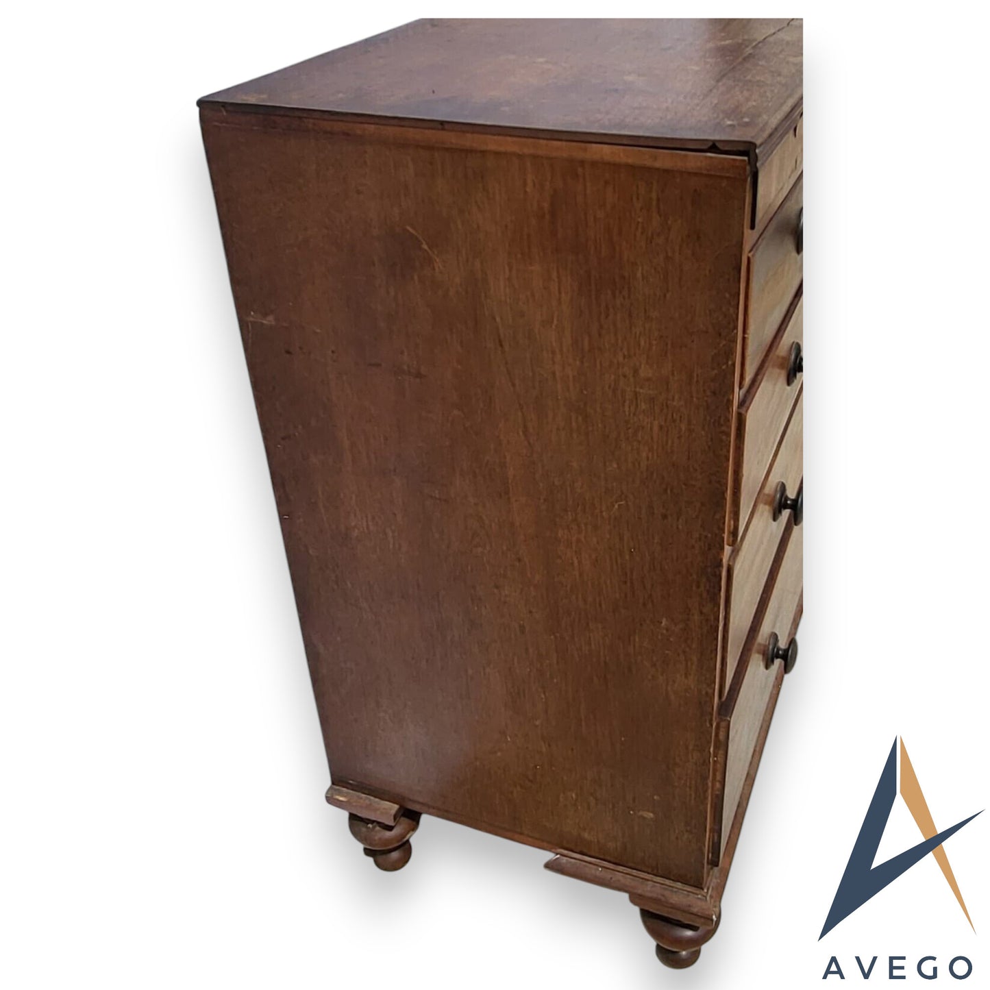 Large Antique Regency Mahogany Five Drawer Dressing Chest Of Drawers