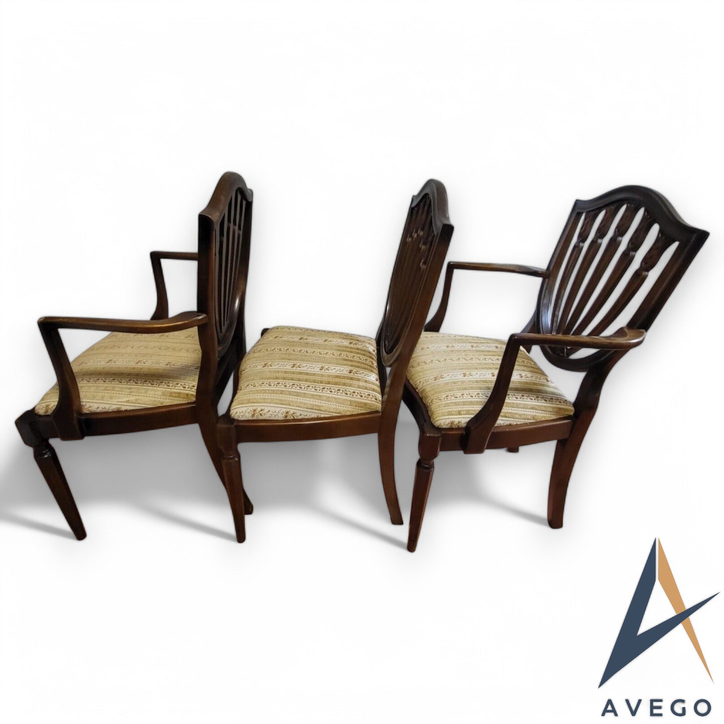 Set of 6 Shield Back Hepplewhite Style Mahogany Dining Chairs (4+2)