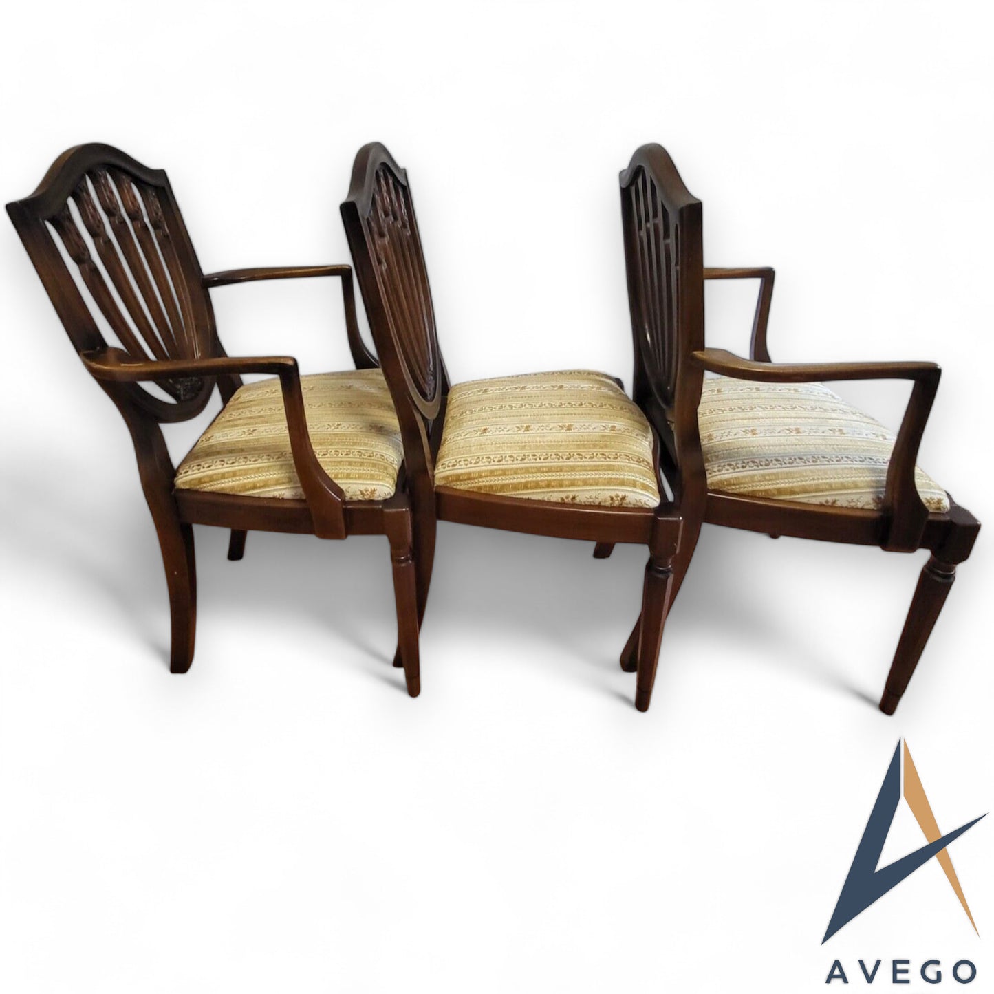 Set of 6 Shield Back Hepplewhite Style Mahogany Dining Chairs (4+2)
